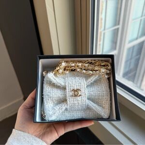Chanel Beauty Tweed Ribbon Mini Chain Bag